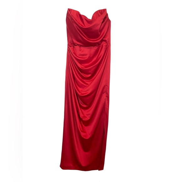 House of CB Adrienne Dress Red Satin Strapless Gown Sexy Romantic NWT Sz XL - Picture 7 of 16